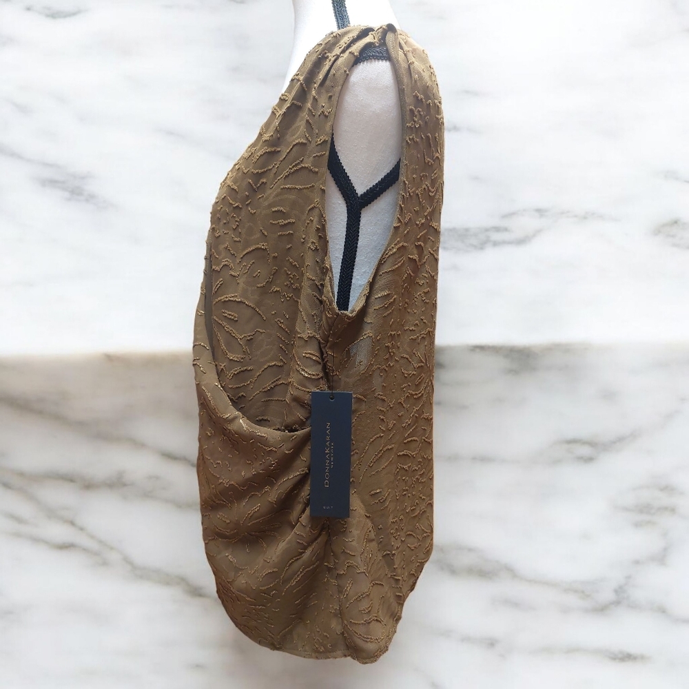 Brown Asymmetrical Wrap Tank Top - Picture 4 of 5